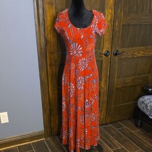 Chaps Red Floral Maxi Dress